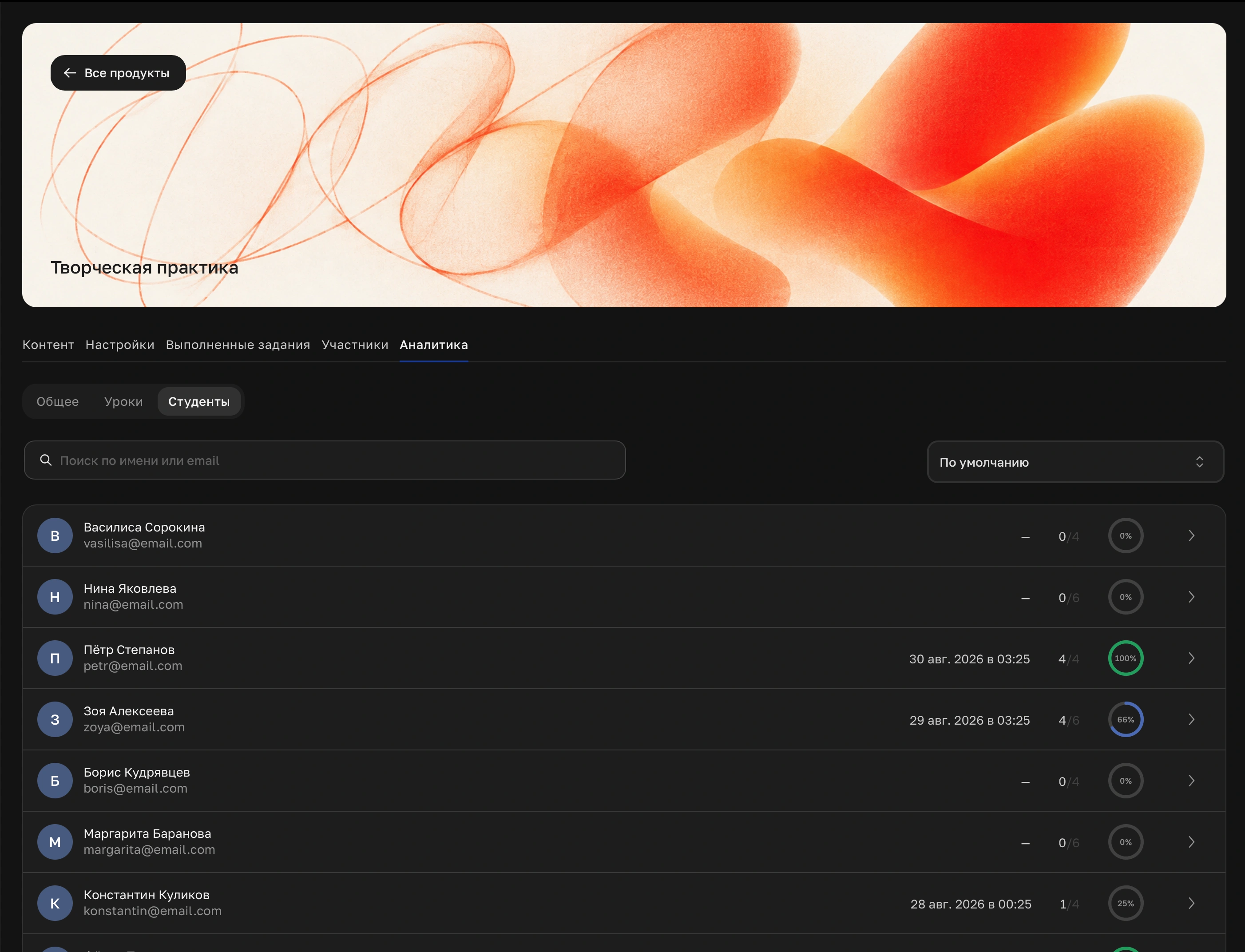 Аналитика учеников в CreateToday